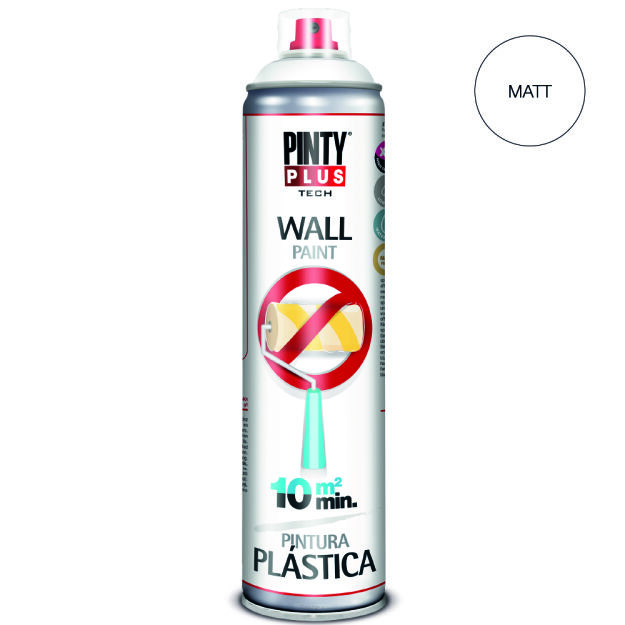 Farba do ścian w sprayu Pintyplus Tech Wall  RAL 9016, matowa, 600 ml