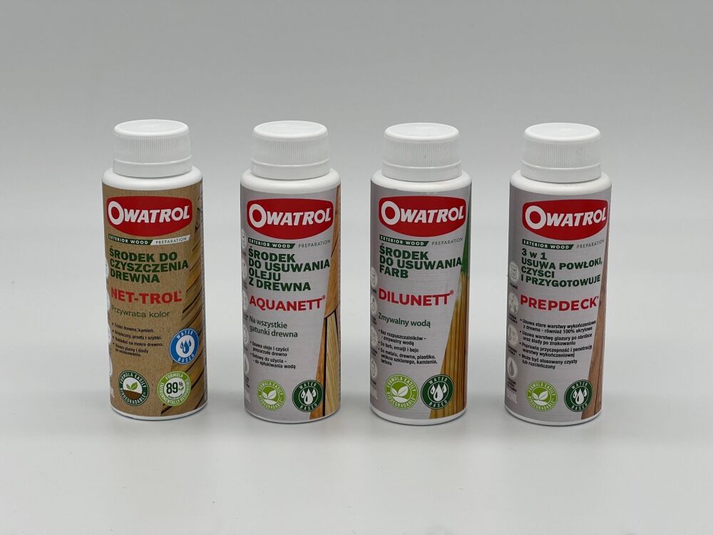 Owatrol przedstawia nowe opakowania 100ml dla Aquanett, Dilunett, Prepdeck i Net-Trol!